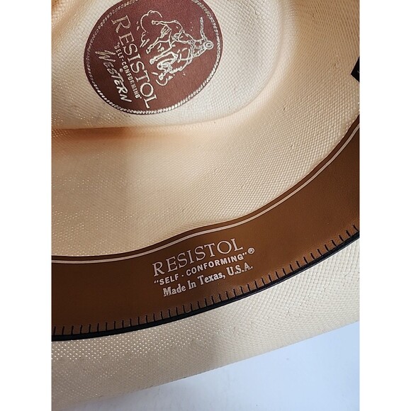 Vtg Resistol 7 1/4 Self-Conforming Western Cowboy Straw Hat Shantung Panama 4X main image 9